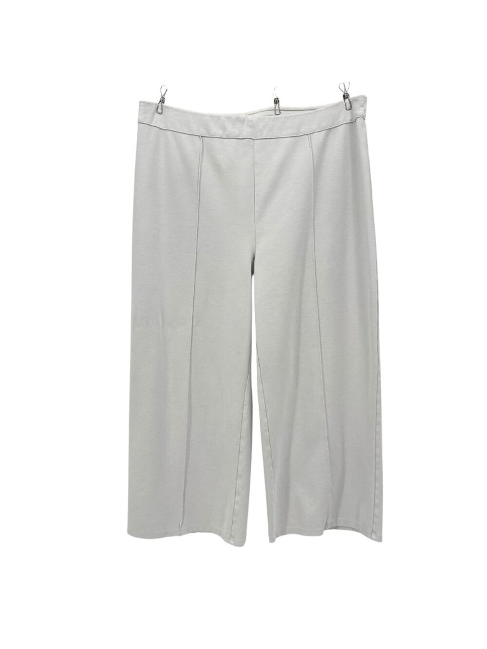 J. Jill Wearever Collection Womens Large Pants Wide Leg Pintuck Light Gray Pull